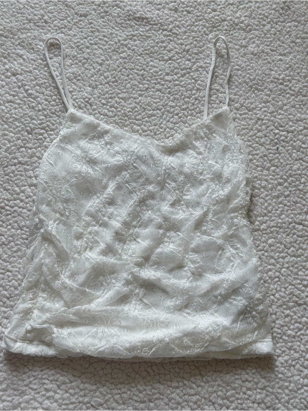 Pull&Bear Pacific Republic White Lace Trim Top Medium Coquette Clean girl Y2K